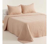 GAMUSI Couvre-lit pour Lit 180 cm Mi-saison Léger Printemps Été Acolché, 270x270 cm, Couleur Taupe