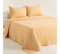 GAMUSI Couvre-lit pour Lit 180 cm Mi-saison Léger Printemps Été Matelassé, 270x270 cm, Couleur Moutarde