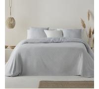 GAMUSI Couvre-lit pour lit de 150 cm, léger, mi-saison, printemps, été, jacquard, coton, respirant, 250 x 270 cm, couleur gris clair