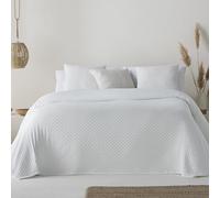 GAMUSI Couvre-lit pour lit de 180 cm, léger, mi-saison, printemps, été, jacquard, coton, respirant, 270 x 270 cm, couleur blanche