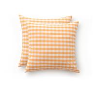 GAMUSI Lot de 2 Housses de Coussin Vichy à Carreaux 45x45 - Housse de Coussin Décorative pour Canapé avec Fermeture Éclair en Coton Respirant et Doux, Couleur Jaune