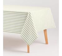 GAMUSI Nappe Anti-Taches carrée en Tissu Coton imperméable à Rayures Vert Clair, 140 x 140 cm