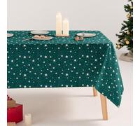 GAMUSI Nappe Anti-Taches de Noël en Coton imprimée rectangulaire Tissu Coton 160 x 240 cm Vert