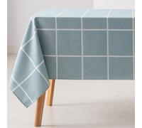 GAMUSI Nappe anti-taches de table rectangulaire à carreaux jacquard imperméable, 140 x 180 cm, toucher tissu, couleur eau