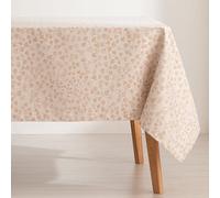 GAMUSI Nappe Anti-Taches de Table rectangulaire Lurex Fil Jacquard doré imperméable, 140 x 300 cm, Toucher Tissu, Couleur écru/Or Lumin