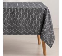 GAMUSI Nappe Anti-Taches géométrique Line Anthracite 140 x 200 cm