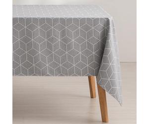 GAMUSI Nappe Anti-Taches géométrique Line Gris 140 x 140 cm