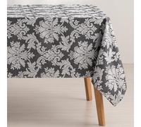 GAMUSI Nappe anti-taches pour table rectangulaire florale jacquard imperméable, 140 x 200 cm, toucher tissu, couleur anthracite - Dame