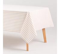 GAMUSI Nappe Anti-Taches rectangulaire en Tissu Coton imperméable à Rayures Beiges, 140 x 100 cm