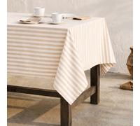 GAMUSI Nappe Anti-Taches rectangulaire en Tissu Coton imperméable à Rayures Beiges, 140 x 180 cm