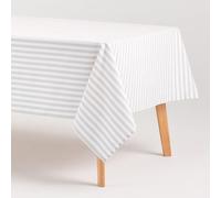 GAMUSI Nappe Anti-Taches rectangulaire en Tissu Coton imperméable à Rayures Gris Clair, 140 x 100 cm