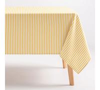 GAMUSI Nappe Anti-Taches rectangulaire en Tissu Coton imperméable à Rayures Jaunes, 160 x 300 cm
