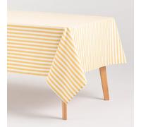 GAMUSI Nappe Anti-Taches rectangulaire en Tissu Coton imperméable à Rayures Jaunes Décoration de Table 140 x 200 cm