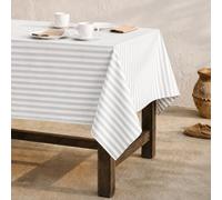 GAMUSI Nappe Anti-Taches rectangulaire Tissu Coton imperméable à Rayures Gris Clair, 140 x 180 cm