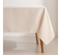 GAMUSI Nappe Antitache Table Rectangulaire Lurex Fil Doré Jacquard Imperméable 140x100 cm, Toucher Tissu, Coloris Écru/Or Raffiné