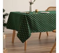 GAMUSI Nappe de Noël Jacquard Fil doré pour Table à Manger rectangulaire décoration de Noël 140 x 200 cm Couleur Verte