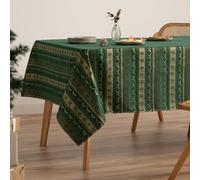 GAMUSI Nappe de Noël Jacquard Fil doré pour Table à Manger rectangulaire décoration de Noël 140 x 350 cm Couleur Verte