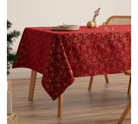 GAMUSI Nappe de Noël Jacquard Fil Doré Table à Manger Rectangulaire Décoration de Noël 140 x 240 cm Couleur Rouge