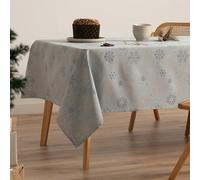 GAMUSI Nappe de Noël Jacquard Fil Doré Table à Manger Rectangulaire Décoration de Noël 140 x 350 cm Couleur Bleu/Or