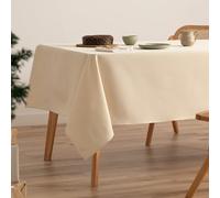 GAMUSI Nappe de Noël Unie en Fil doré pour Table à Manger rectangulaire décoration de Noël 140 x 240 cm Couleur écru
