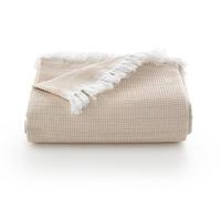 GAMUSI Plaid multifonction pour lit de 90/105 cm et canapé. Plaid Housse de canapé 2 places en coton doux et respirant nid d'abeille - 180 x 280 cm, Beige