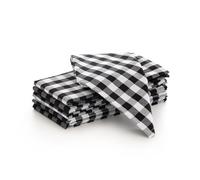GAMUSI Vichy Lot de 6 serviettes en tissu à carreaux en coton résistant pour événements, célébrations, fêtes, événements, fêtes, hôtels, 45 x 45 cm, noir