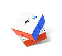 GAN 251M_Pro Speed Cube Magnétique 2x2, Mini Cube de Vitesse sans Autocollant, Jeu de Casse-Tête avec 56 Aimants/Axe Magnétique/GESv3/GMSv3/4 Niveaux Elastiques Remplaçables, Cadeau Enfant Adulte