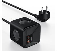 GaN 33W Rallonge Multiprise USB C et 4 Sortie AC et 3 Ports USB, Prise Multiple 4000W 16A, Parafoudre Surtension, 4 Prises, 2 Type-C, Rallonge Electrique 2M pour Maison, Bureau, Blanc