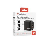 Chargeur secteur Verbatim Mini GaN 1x USB-A + 2x USB-C 70W (Noir)
