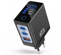 GaN Chargeur USB C 67 W avec écran, chargeur rapide 3 en 1 USB C + USB A, indicateur de puissance intelligent, adaptateur de charge rapide multiport pour MacBook Air/Pro, iPhone 17/16/15/14/13 Pr