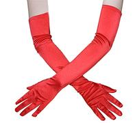 Gan s Chaud Tactile Vintage solide serré mode couleur femmes fête Performance Sexy unisexe Long accessoire Mitaines Femme Rock (Red, One Size)