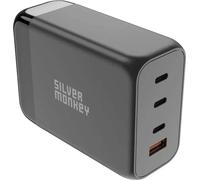 Gan Silver Monkey Sma155 200W 3Xusb-C Pd Usb-A Qc 3.0 Chargeur Avec Câble D'alimentation Détachable - Noir