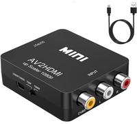 GANA Adaptateur convertisseur Audio vidéo RCA vers HDMI 1080p Mini RCA Composite CVBS AV vers HDMI prenant en Charge PAL/NTSC avec câble de Charge USB pour PC, Ordinateur Portable, Xbox