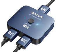 GANA Commutateur HDMI 2.1 8K 2 en 1 Sortie 4K à 120 Hz, 8K @ 60 Hz, 48 Gbps en Aluminium bidirectionnel Ultra HD Compatible avec PS5/4, Xbox, Roku, Apple TV, Fire Stick