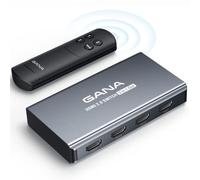 GANA Commutateur HDMI 3 Entrées 1 Sortie 4K @ 60 Hz Avec Télécommande - Switch Aluminium Compatible Xbox, PS5/4/3 - Gris
