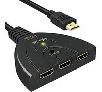 GANA Commutateur HDMI 4K | Répartiteur HDMI HD 3 en 1 Out avec 4K/1080P/3D pour Xbox/PS3/PS4/Apple TV/Fire TV/lecteur DVD Blu-Ray