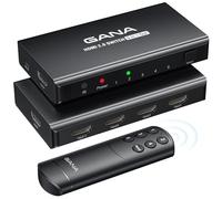 GANA Commutateur HDMI 5 en 1 4K @ 60 Hz, HDMI 2.0 avec télécommande, Aluminium, Compatible avec Xbox, PS5/4/3, Fire Stick, Roku, BLU-Ray Player, Noir
