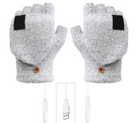 GANAZONO 1 Paire de Moufles Chauffants USB Gris Demi-Doigts en Tissu Élastique Chauffe-Mains à Double Face pour L’Hiver Utilisation Polyvalente Maison Bureau Randonnée Compatible
