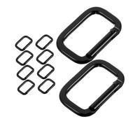 GANAZONO 10 pièces Mousquetons Aluminium Noir Résistants Clip Rectangulaire pour Sacs Ceintures Porte-clés Usage Polyvalent Escalade Randonnée Camping
