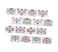 GANAZONO 16 Feuilles Stickers Visage Fluorescents Halloween Motifs Floral et Crâne Décorations Temporaires pour Fête Costume DIY