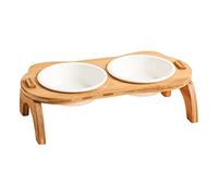 GANAZONO 1ensemble Gamelle Surélevée pour Chats Et Chiots avec Colonne Vertébrale Double Bol Blanche Facile à Nettoyer Design Élégant Et Anti-basculement