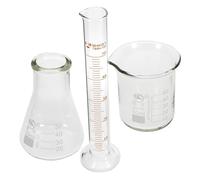 GANAZONO 1ensemble Set Verrerie Laboratoire Chimie Bécher Cylindre Gradué Fiole Triangulaire avec Graduations Précises pour Mesures Scientifiques et Expérimentations Scolaires