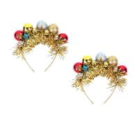 GANAZONO 2 Pièces Bandeaux de Noël pour Garçon Fille Serre-tête Festifs avec Boules Colorées Légers et Durables Accessoires Cheveux Décoratifs pour Fêtes de Noël