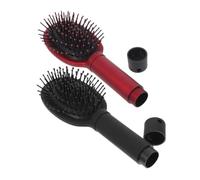 GANAZONO 2 pièces Brosse à Cheveux Multifonctionnelle avec Compartiment Secret Peigne Portable Plastique Rangement Discret pour Petits Objets Rouge et Noir
