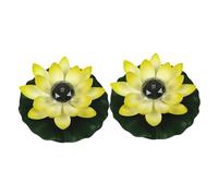 GANAZONO 2 Pièces Lampe Solaire Lotus Flottante Jaune Lot de Décoration Étang Piscine Jardin Lumière LED Écologique et Économique