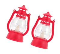 GANAZONO 2 pièces Lampe Vintage LED Lanterne Bougie Décorative Portable pour Camping Extérieur Lampe de Table Légère avec Poignée Suspendue Rouge