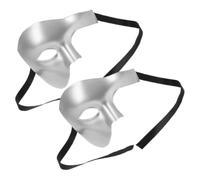 GANAZONO 2 Pièces Masque de Cosplay Demi-visage Argenté Classique Vintage | Plastique Léger, Confort de Port, Changement Rapide de Costume, pour Scène et Bal Masqué