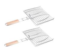 GANAZONO 2 pièces Panier pour Barbecue Rigide Petite Maille Accessoire Poisson et Viande Surface Lisse Facile à Nettoyer pour Camping et Pique-