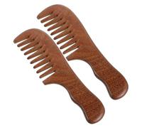 GANAZONO 2 pièces Peigne Large Bois de Santal Doré Anti-statique pour Cheveux Bouclés Massage Du Chevelu Démêleur Naturel pour Usage Quotidien