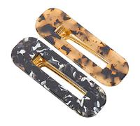 GANAZONO 2 pièces Pinces Cheveux Petites pour Femmes et Filles Accessoires Coiffure Élégants Acrylique Barrettes Carrées Noires et Léopard Maintien Sécurisé pour Types de Cheveux